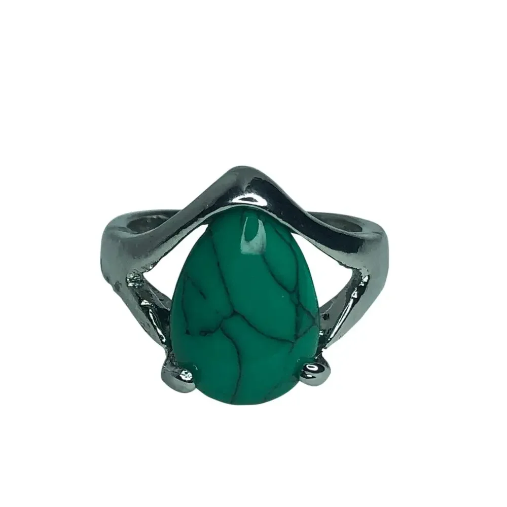 Turquoise Covered Teardrop Ring - Size 6.5